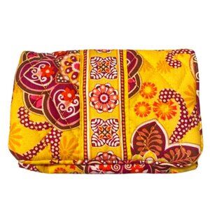 Vera Bradley Wallet NWT Taxi Bail Gold Pink Yellow Paisley Vegan 100% Cotton